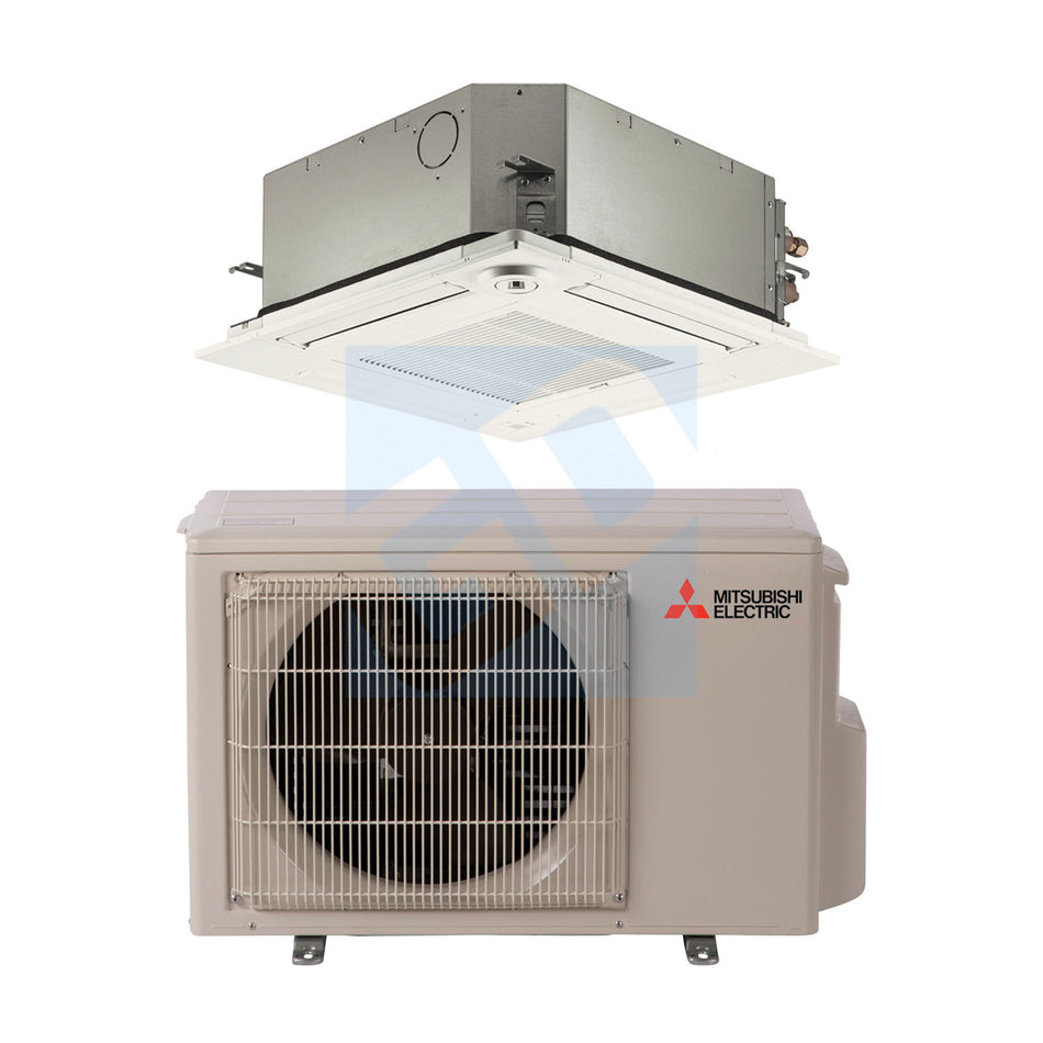 Mitsubishi KF 9,000 BTU 24.0 SEER 4-Way Ceiling Cassette Heat Pump System