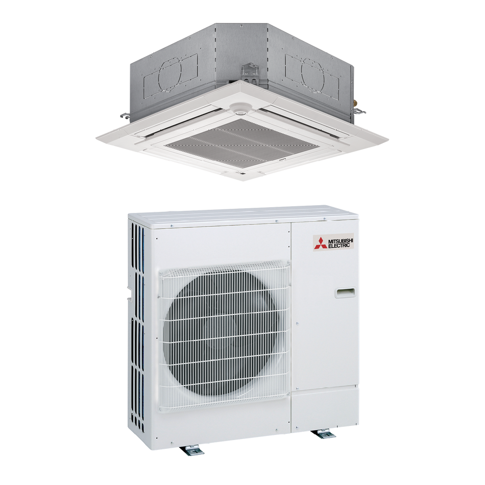 Mitsubishi 24,000 BTU Commercial Ceiling Cassette Single Zone Heat Pump Unit (PLA-A24EA8 & PUZ-A24NHA7)